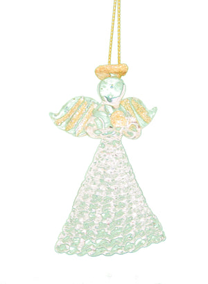 Spunglass Ornament - Gold Angel Praying