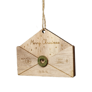 Wooden Letter to Santa Ornament - Natural