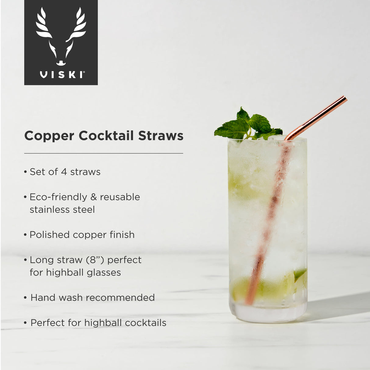 Summit cocktail straws in copper viski®