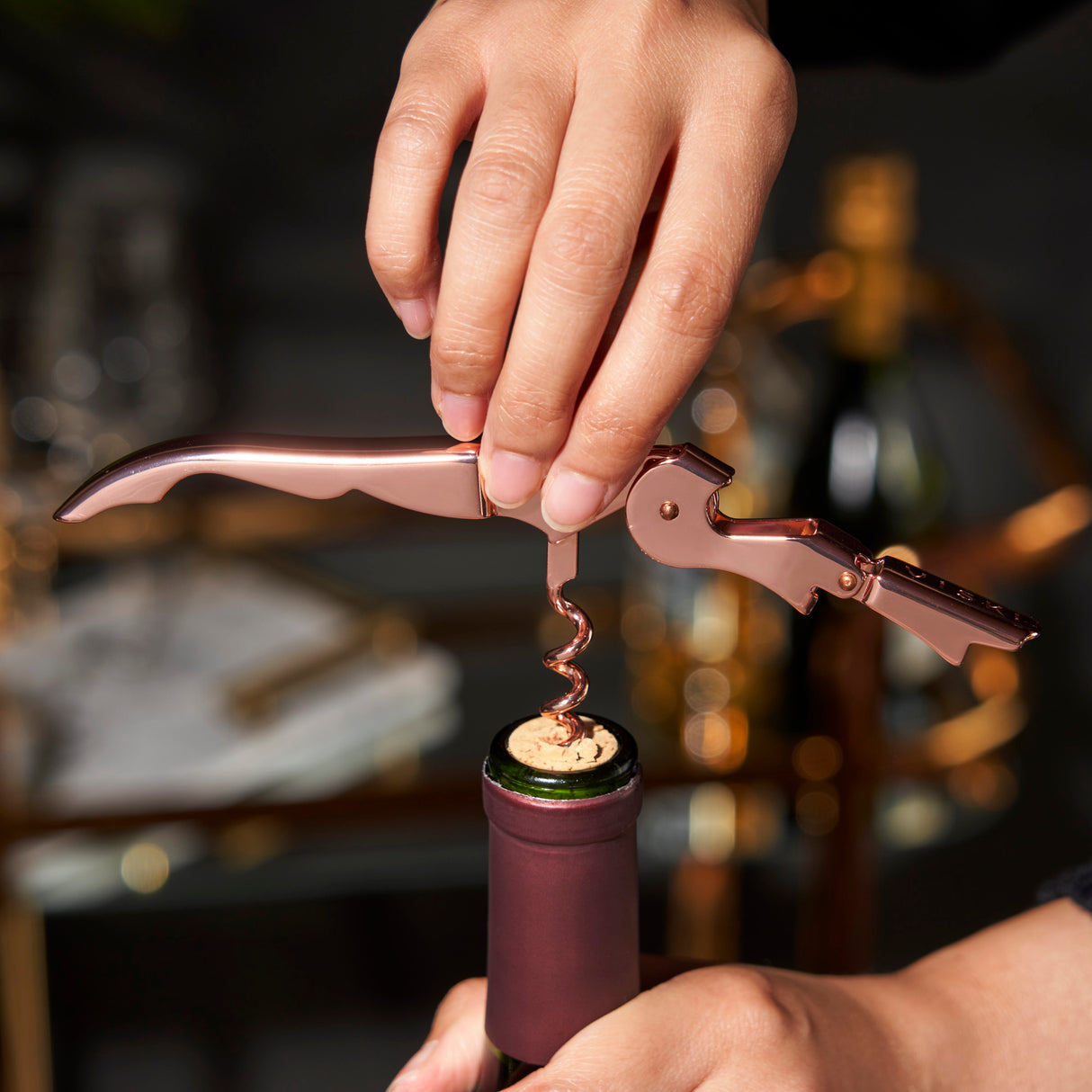 Summit signature double hinged corkscrew in copper viski®
