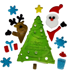Window Gel Clings - Tree with Santa and Reindeer