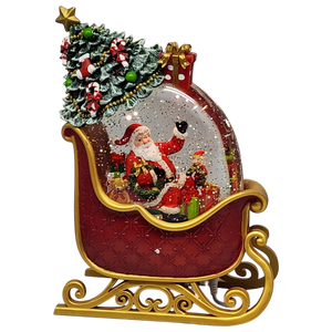 Lighted Spinning Water Globe Santa Sleigh