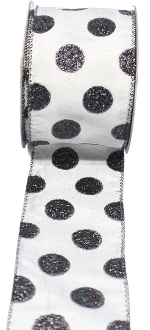 Halloween Wire Ribbon 2.5 inches x 25 feet - Black Sparkle