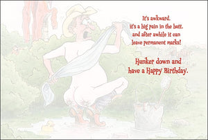 Birthday Card - Squattin With Spurs On