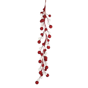 Red and White Glitter Foil Ball Garland