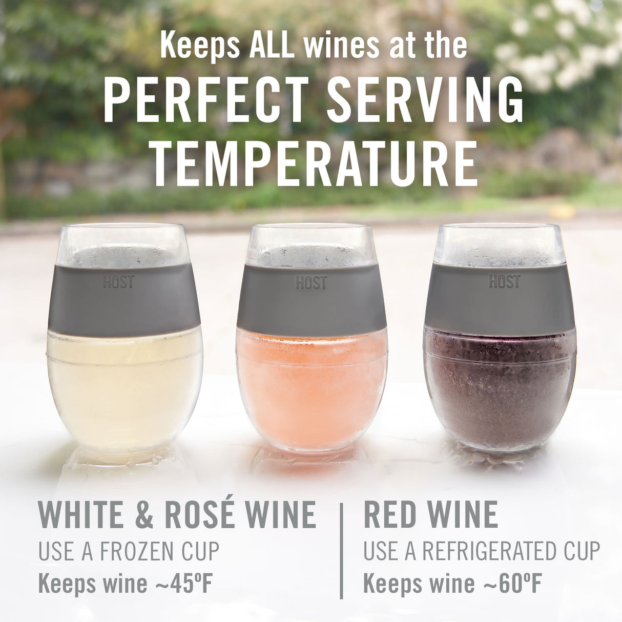 Wine FREEZE™ Cooling Cups – Set of 2 Stemless Insulated Wine Tumblers with Lids (8.5 oz)