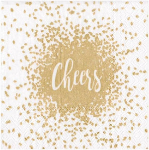Cheers Paper Cocktail Napkins in Gold