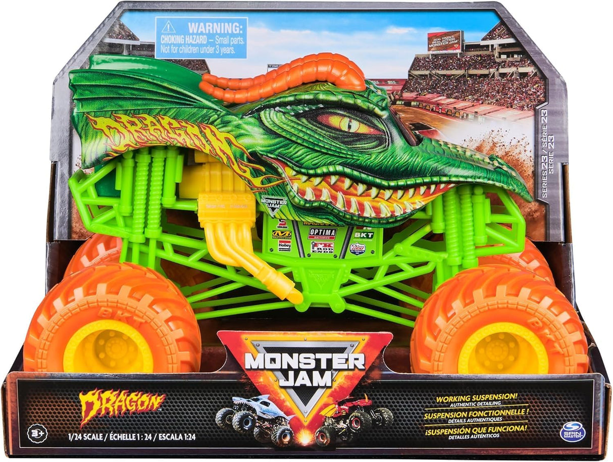 Monster Jam 1:24 Scale Monster Truck - Dragon with Yellow Hubs