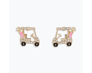 Crystal Golf Cart Earrings – Gold-Tone