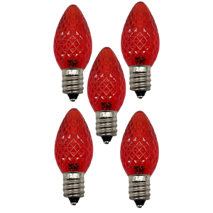 C7 Faceted LED Bulb - 5 Piece - Red