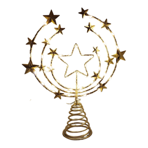 Gold Star Tree Topper with Warm White Lights
