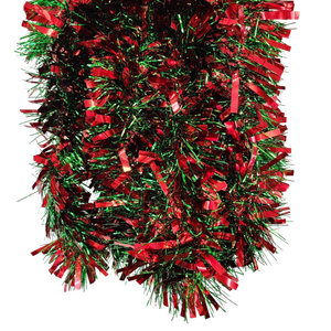 12 foot 6 Ply Luxury Tinsel Garland - Red/Green