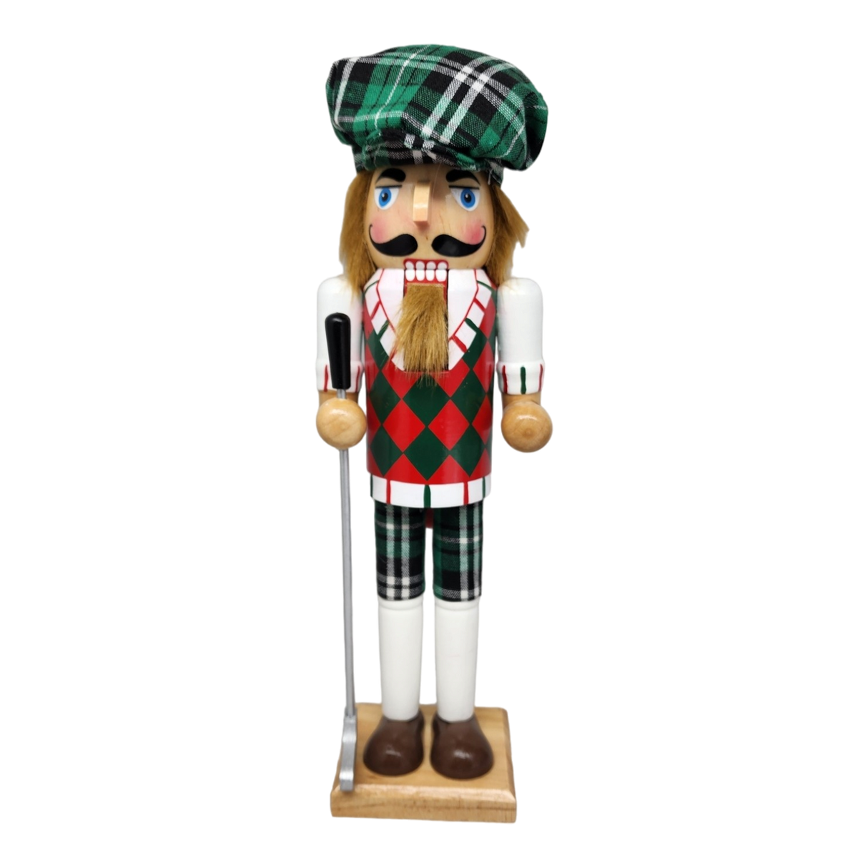 Green Plaid Golfer Nutcracker