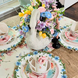 Unity White Blue Round Faux Leather Placemats