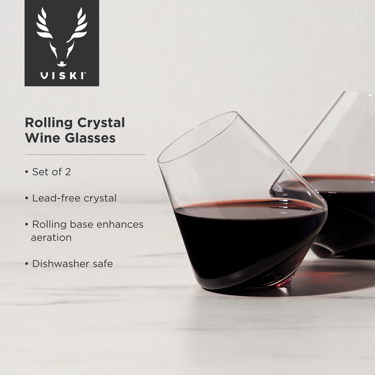 Rolling crystal wine glasses viski®