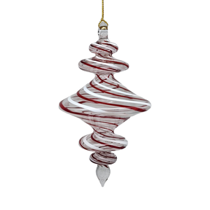 Peppermint Swirl Egyptian Glass Spiral Ornament