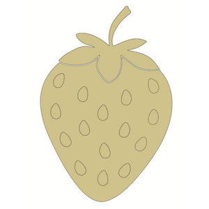 Unpainted MDF Strawberry with Lines Cutout