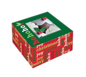 Bakery Box - 4 Cup Cakes or Cookies - Ho Ho Ho