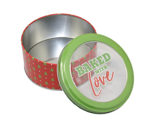 Cookie Tin with Window Lid - Baked with Love