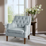 Upholstered Accent Chair with Button Tufted Back and Removable Seat Cushion