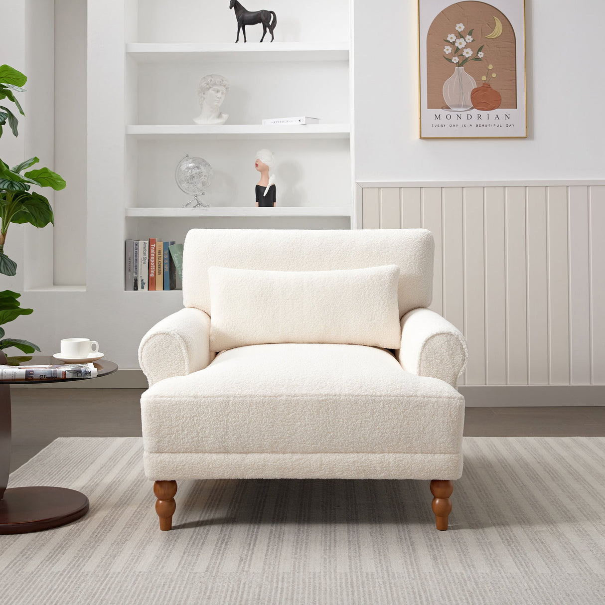 Upholstered Accent Chair with Circular Armrests and Roman Column Legs - Accent Chairs