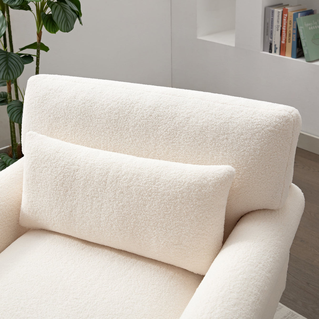 Upholstered Accent Chair with Circular Armrests and Roman Column Legs - Accent Chairs
