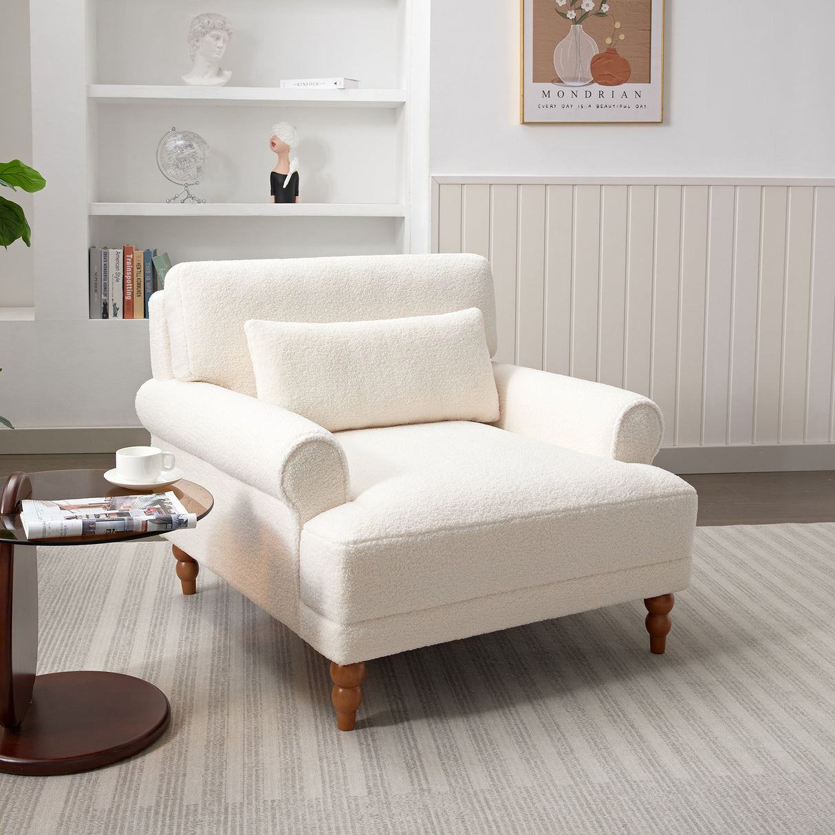Upholstered Accent Chair with Circular Armrests and Roman Column Legs - Accent Chairs