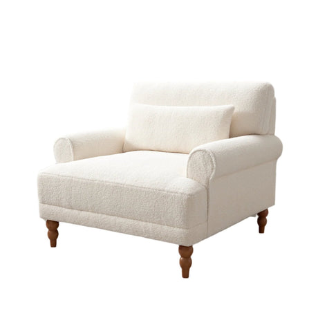 Upholstered Accent Chair with Circular Armrests and Roman Column Legs - Accent Chairs