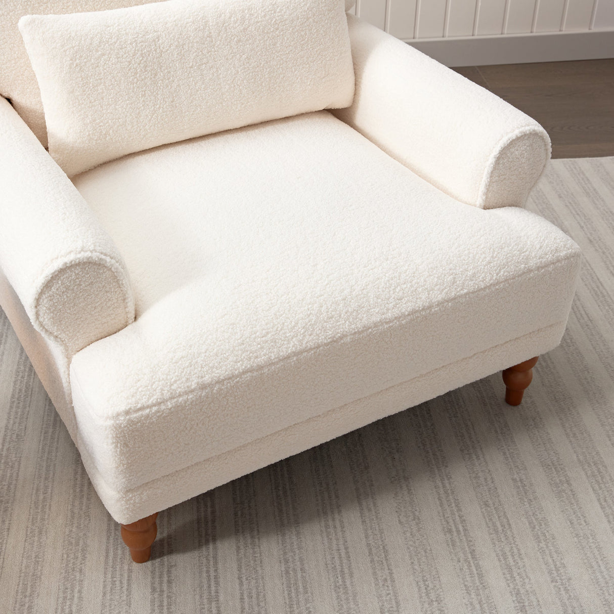Upholstered Accent Chair with Circular Armrests and Roman Column Legs - Accent Chairs