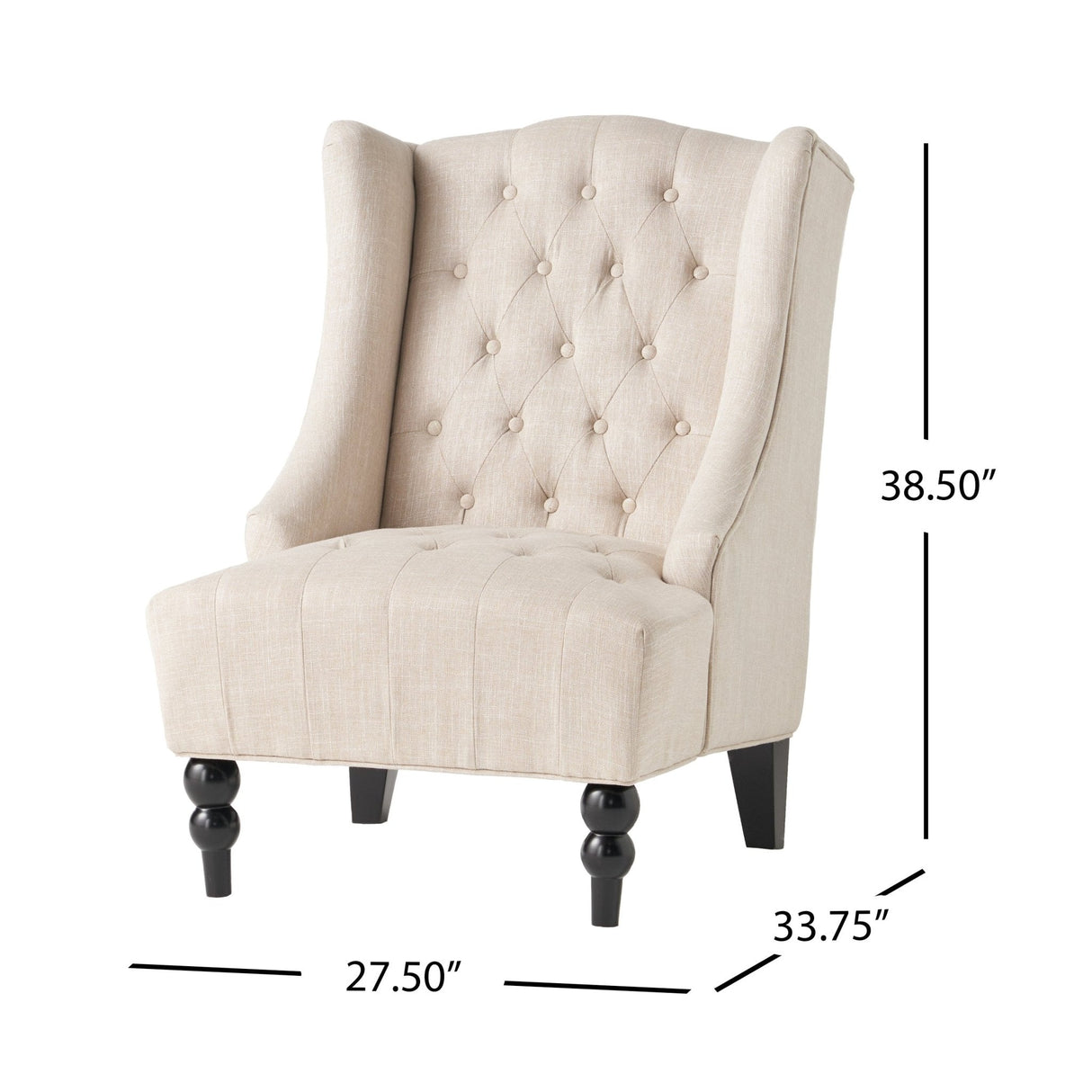 Upholstered Accent Chair with Diamond Tufted Wing Back - Accent Chairs