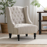 Upholstered Accent Chair with Diamond Tufted Wing Back - Accent Chairs
