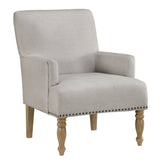 Upholstered Accent Chair with Recessed Arms, Nailhead Trim and Turned Legs - Accent Chairs