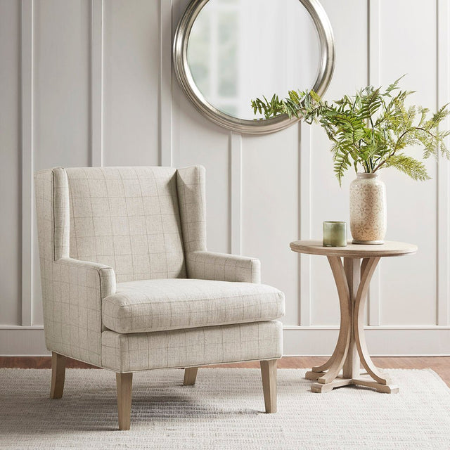 Upholstered Accent Chair with Wing Back and Recessed Arms - Accent Chairs