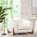 Upholstered Arm Chair with Wooden Base - Accent Chairs