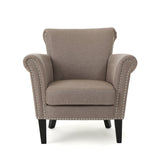 Upholstered Club Chair with Curved Design, Nailhead Trim and Rolled Armrests - Accent Chairs