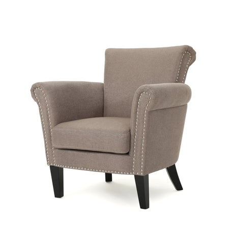 Upholstered Club Chair with Curved Design, Nailhead Trim and Rolled Armrests - Accent Chairs
