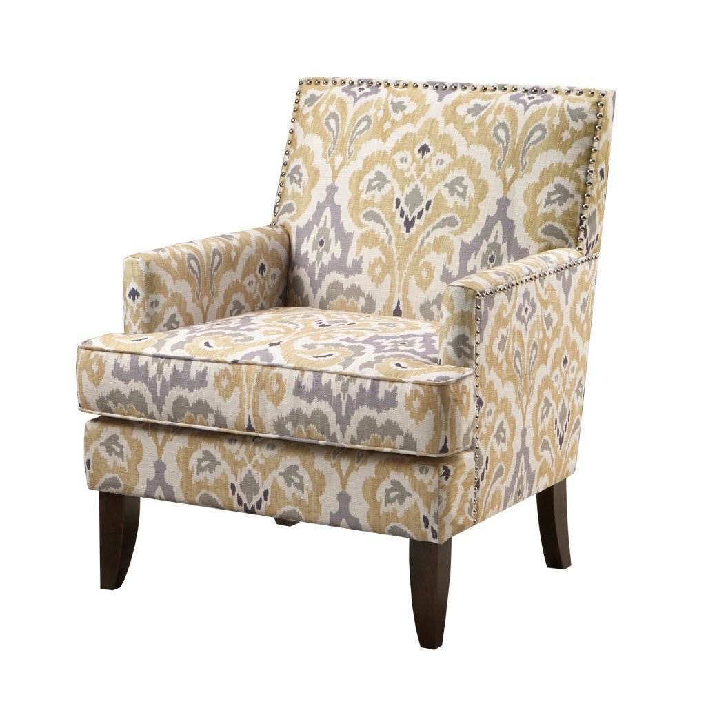 Upholstered Club Chair with Track Arm and Nailhead Trim