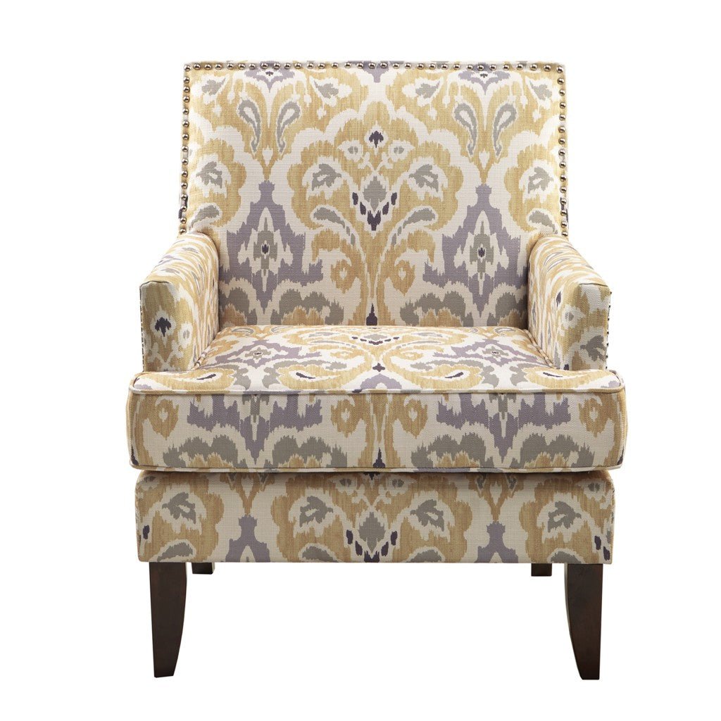 Upholstered Club Chair with Track Arm and Nailhead Trim