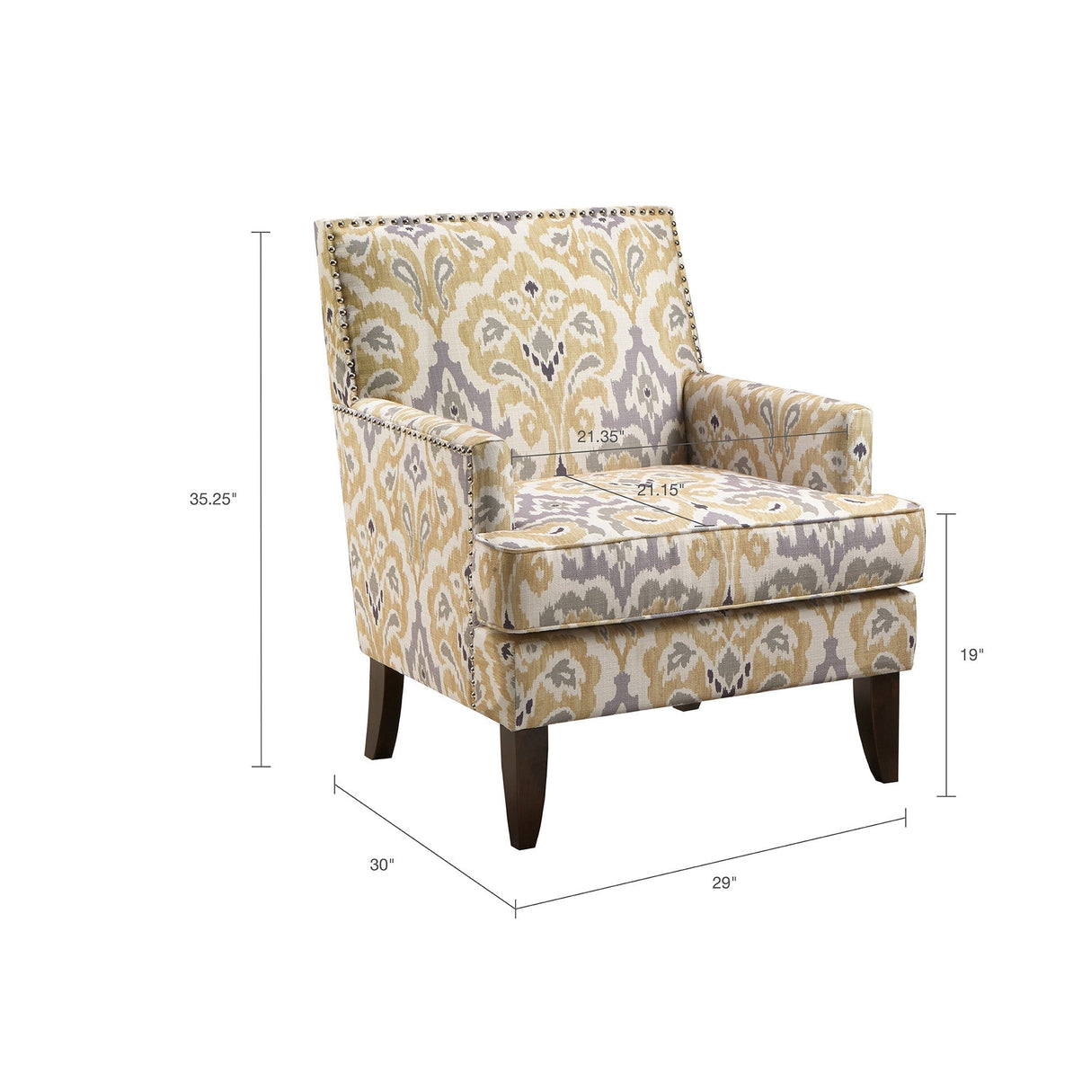 Upholstered Club Chair with Track Arm and Nailhead Trim