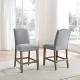 Upholstered Counter Chair with Nailhead Trim and Footrest, Set of 2 - Counter Stools
