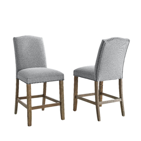 Upholstered Counter Chair with Nailhead Trim and Footrest, Set of 2 - Counter Stools