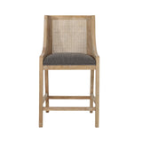 Upholstered Counter Stool with Cane Webbing Backrest, Set of 2 - Counter Stools