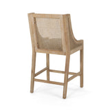 Upholstered Counter Stool with Cane Webbing Backrest, Set of 2 - Counter Stools