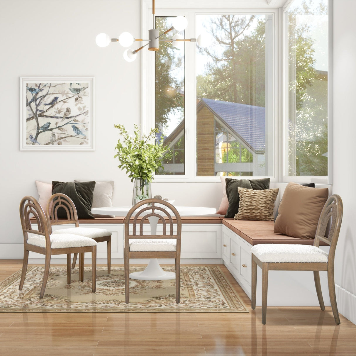 Upholstered Dining Chair with Arched Back Wood, Set of 2 - Accent Chairs