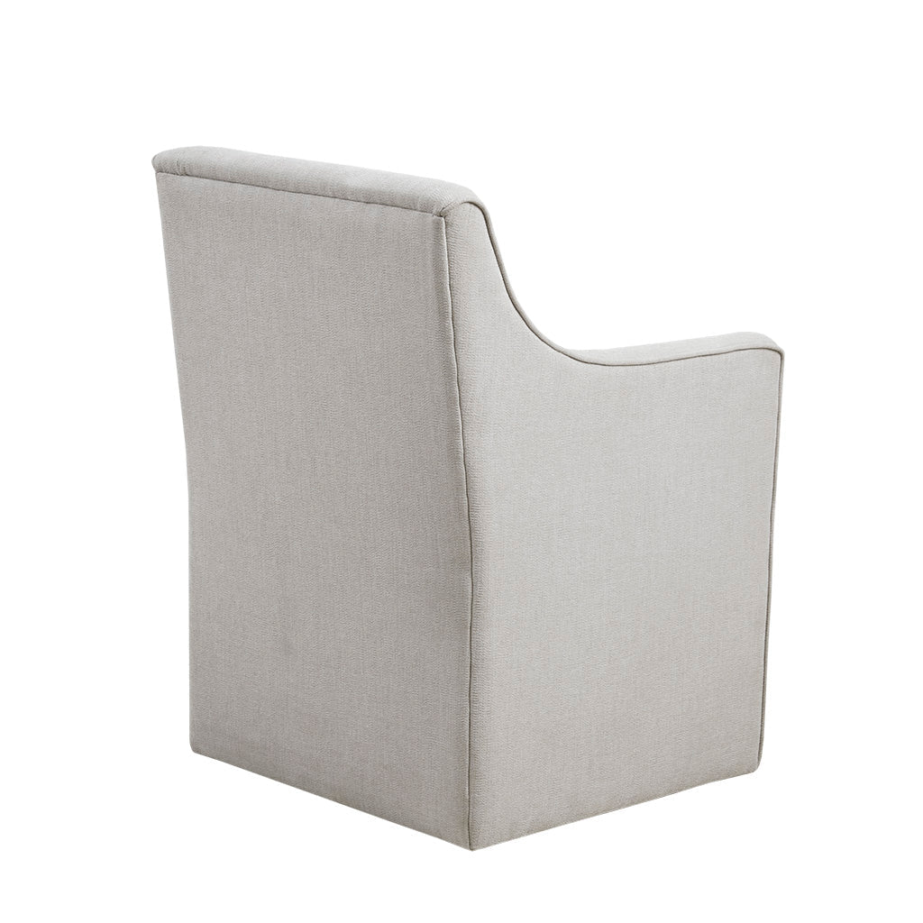 Upholstered Dining Chair with Casters, Padded Back, Seat and Arms - Dining Chairs