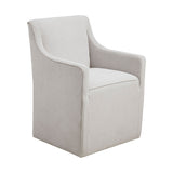 Upholstered Dining Chair with Casters and Padded Backseat and Arms