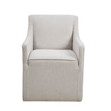 Upholstered Dining Chair with Casters, Padded Back, Seat and Arms - Dining Chairs