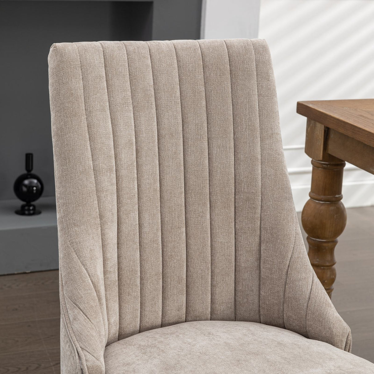 Upholstered Dining Chair with Curved Legs and High Backs, Set of 2 - Dining Chairs