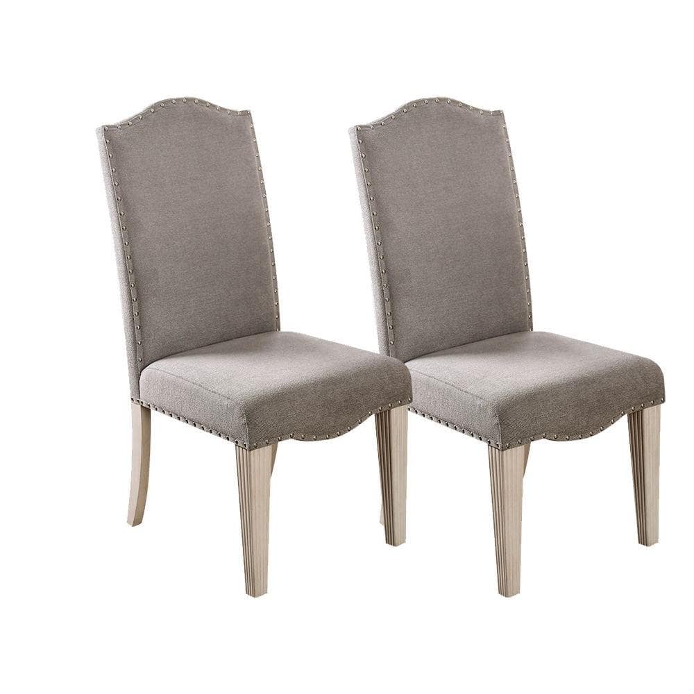 Upholstered Dining Chair with Nailhead Trim and Camel Back, Set of 2 - Dining Chairs