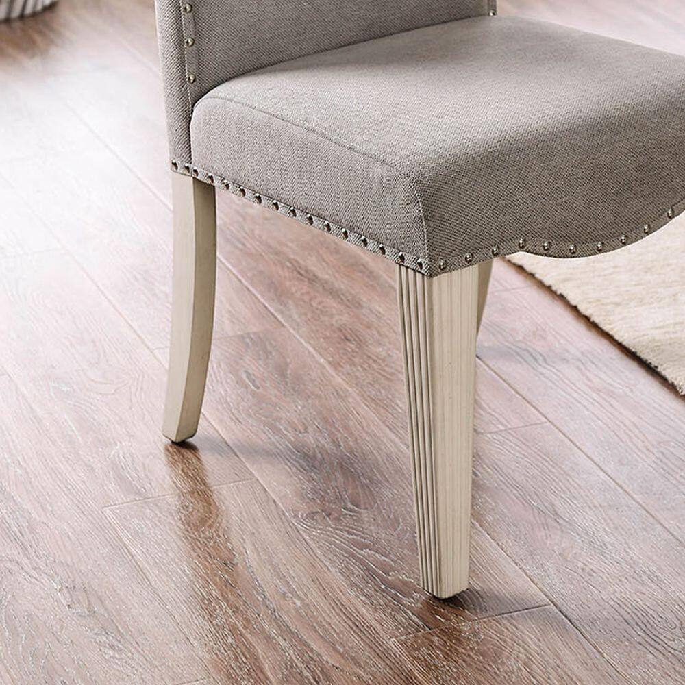 Upholstered Dining Chair with Nailhead Trim and Camel Back, Set of 2 - Dining Chairs